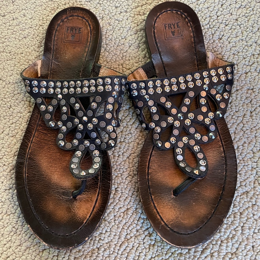 Frye Black Embellished Women's Sandals RARE